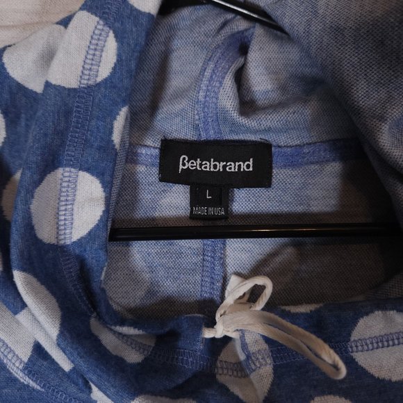 Betabrand Blue Polka Dot Cowl Neck Pullover Tunic Hoodie Large Made in USA - Picture 6 of 16